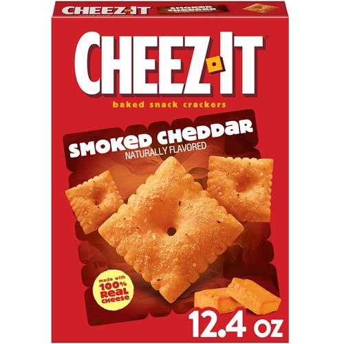 Cheez-It Baked Snack Crackers, Lunch Snacks, Smoked Cheddar, 12.4Oz Box (1 Box)
