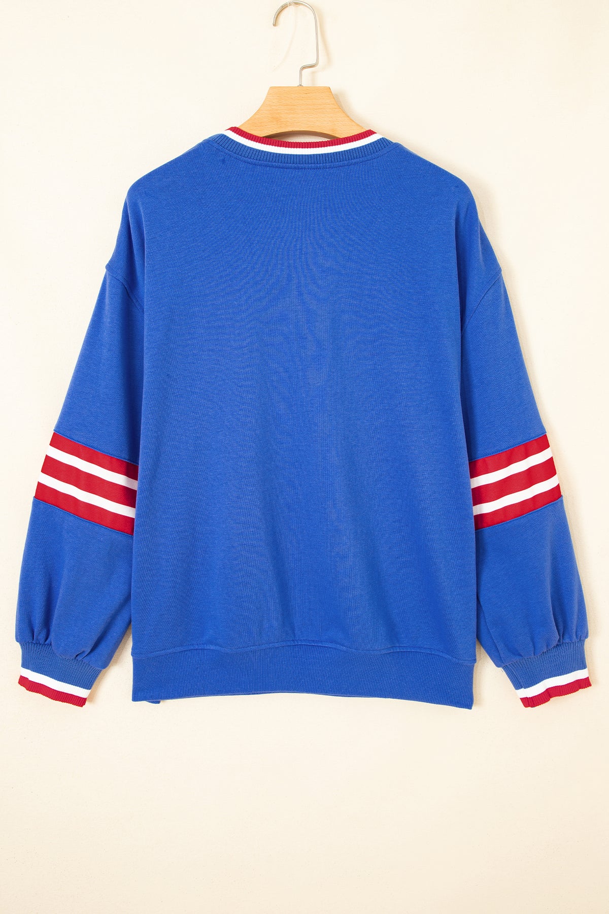 Sky Blue Abstract Racing Graphic Embroidered Patchwork Long Sleeve Sweatshirt