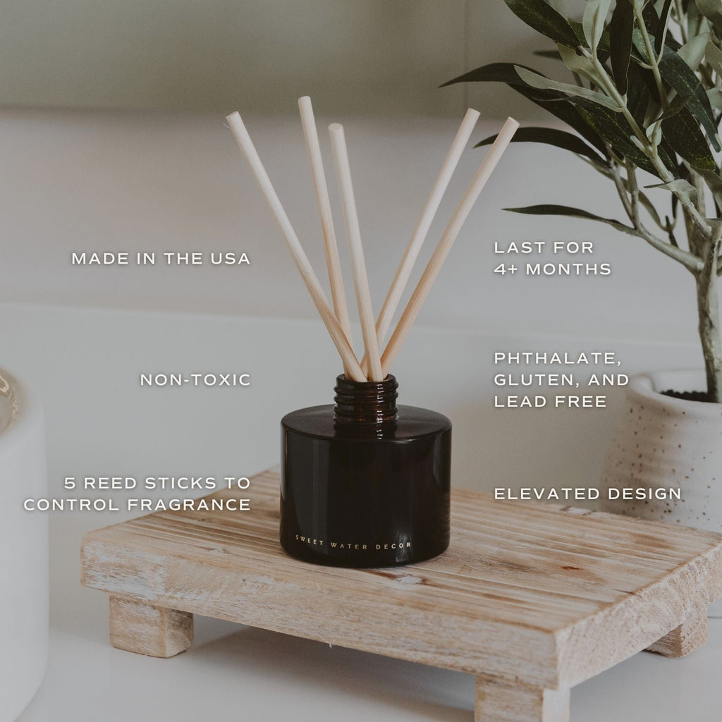 Warm and Cozy Olive Tinted Glass Jar Reed Diffuser