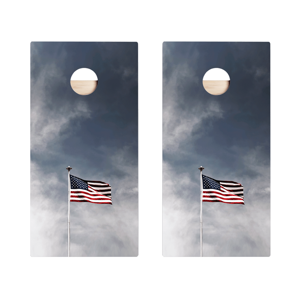 American Flag Pole Star Cornhole Boards