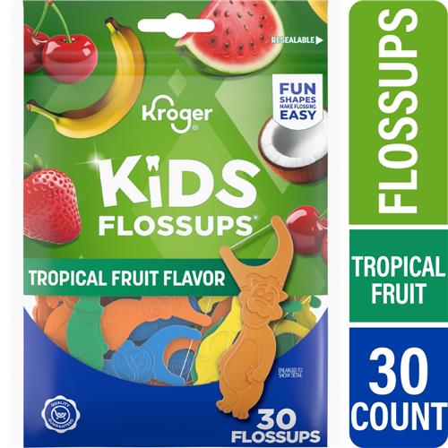 Kroger Kids Flossups Tropical Fruit Flavor 30 count
