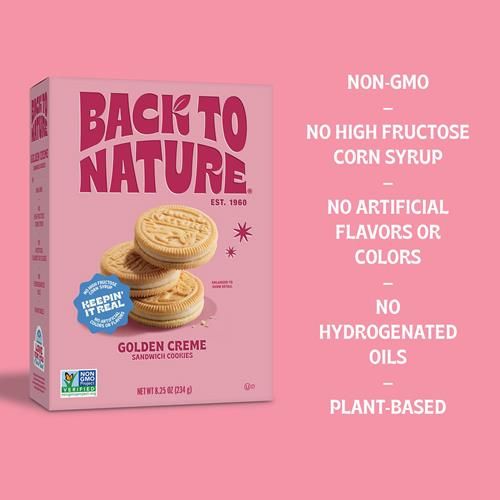 Back To Nature Golden Creme Sandwich Cookies - Dairy Free, Non-Gmo, Made With Wheat Flour, Delicious & Quality Snacks, 8.25 Ounce