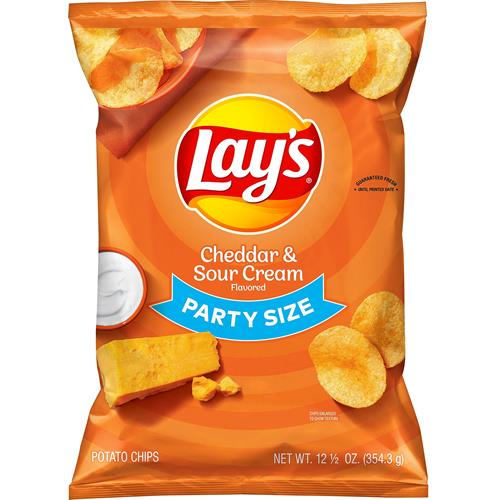 Lays Potato Chips, Cheddar And Sour Cream Snacks, Party Size, 12.5Oz Bag
