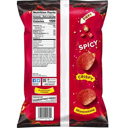 Lays Potato Chips, Flamin Hot Flavored Snacks, 7.75Oz Bag