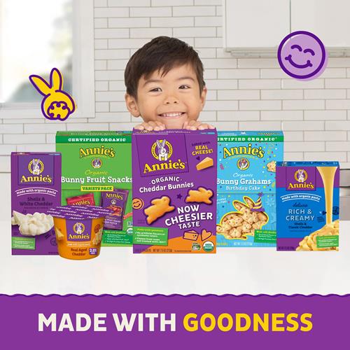 Annies Shells And White Cheddar Mac And Cheese With Organic Pasta, Dinner Side Or Snacks, 4 Ct, 24 Oz