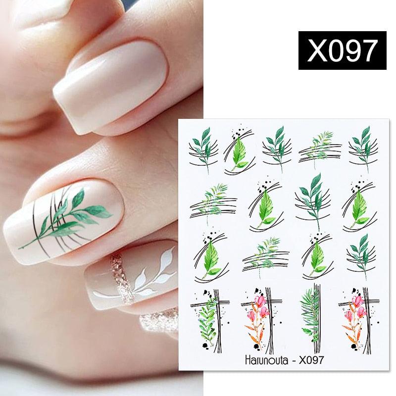 Blue Marble Water Decal Sticker Wave Line Flower Leaf Tree Summer Slider Decor For Manicuring Nail Art Watermarks Curve Graffiti Nail Design for Acrylic Nail Supplies Designer Nail Decorations for Women Girls Kids