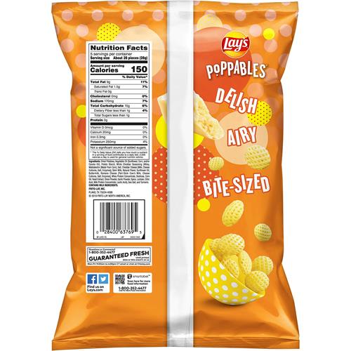 Lays Poppables White Cheddar Flavored Potato Snacks, 5 Oz