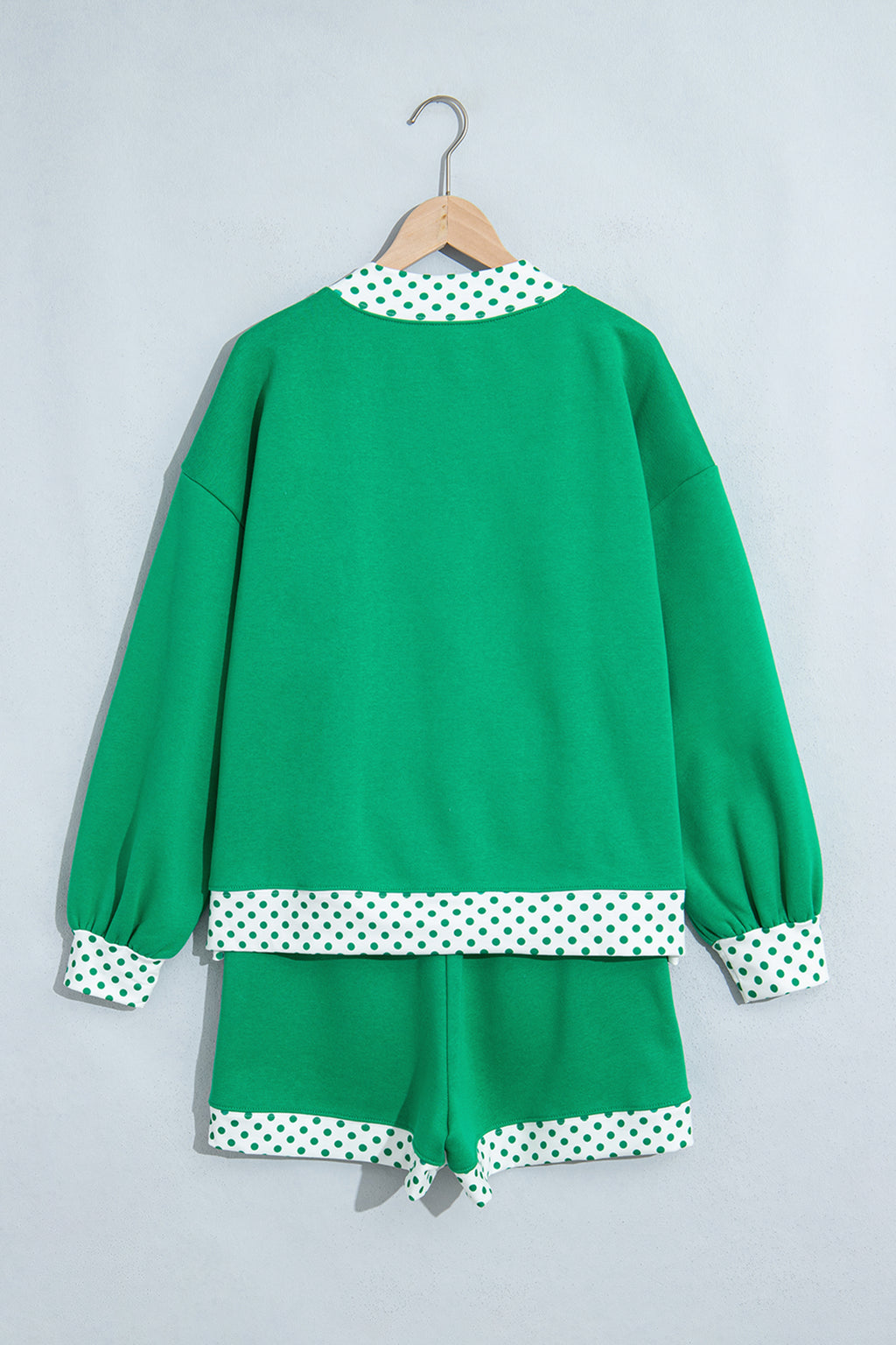 Racing Red Polka Dot Trim Baggy Pullover 2pcs Short Set