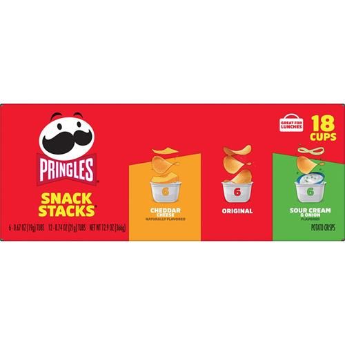 Pringles Potato Crisps Chips, Lunch Snacks, On-The-Go Snacks, Snack Stacks, Variety Pack, 12.9Oz Box (18 Cups)