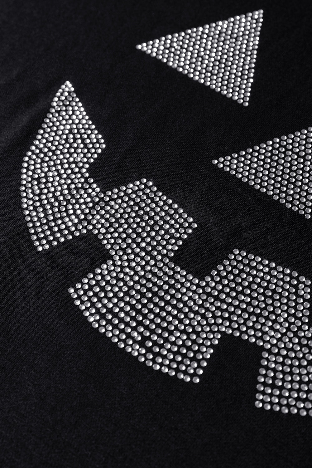Black Halloween Rhinestone Pumpkin Face Contrast Ribbed Long Sleeve Patchwork Top