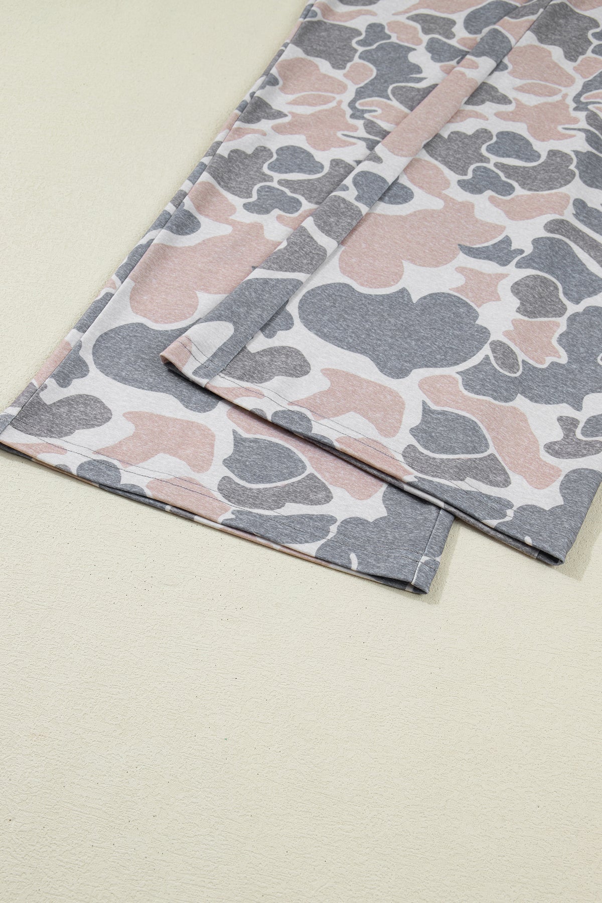 Multicolour Camouflage Short Sleeve Top and High Waist Wide Leg Pants Set