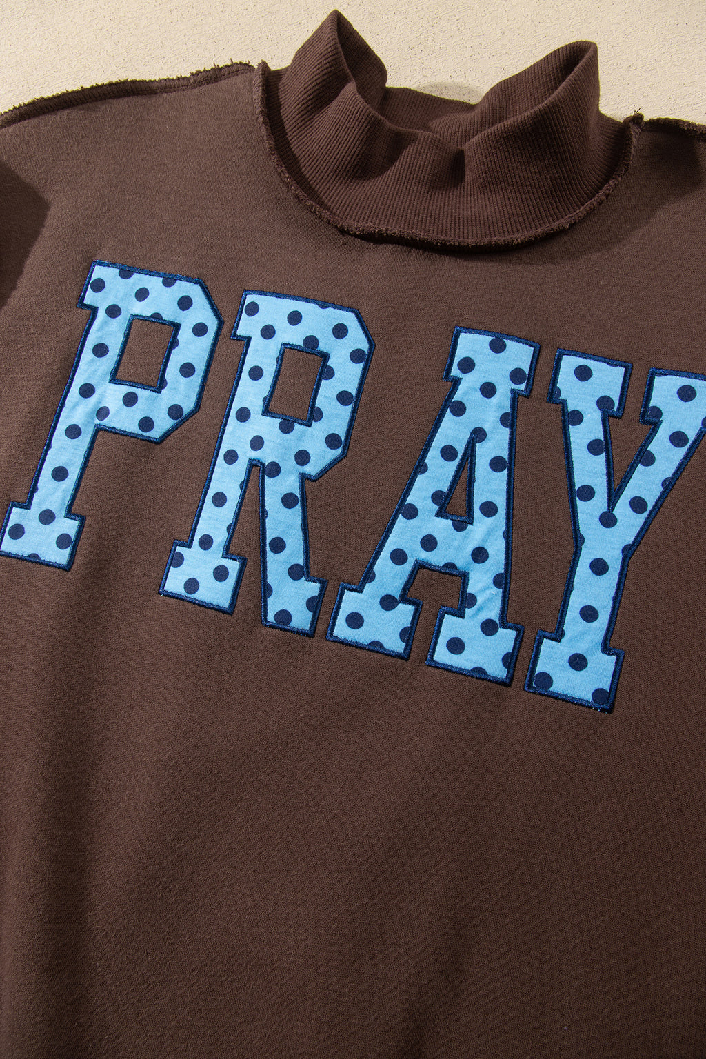 Gray PRAY Polka Dot Embroidered Mock Neck Sweatshirt