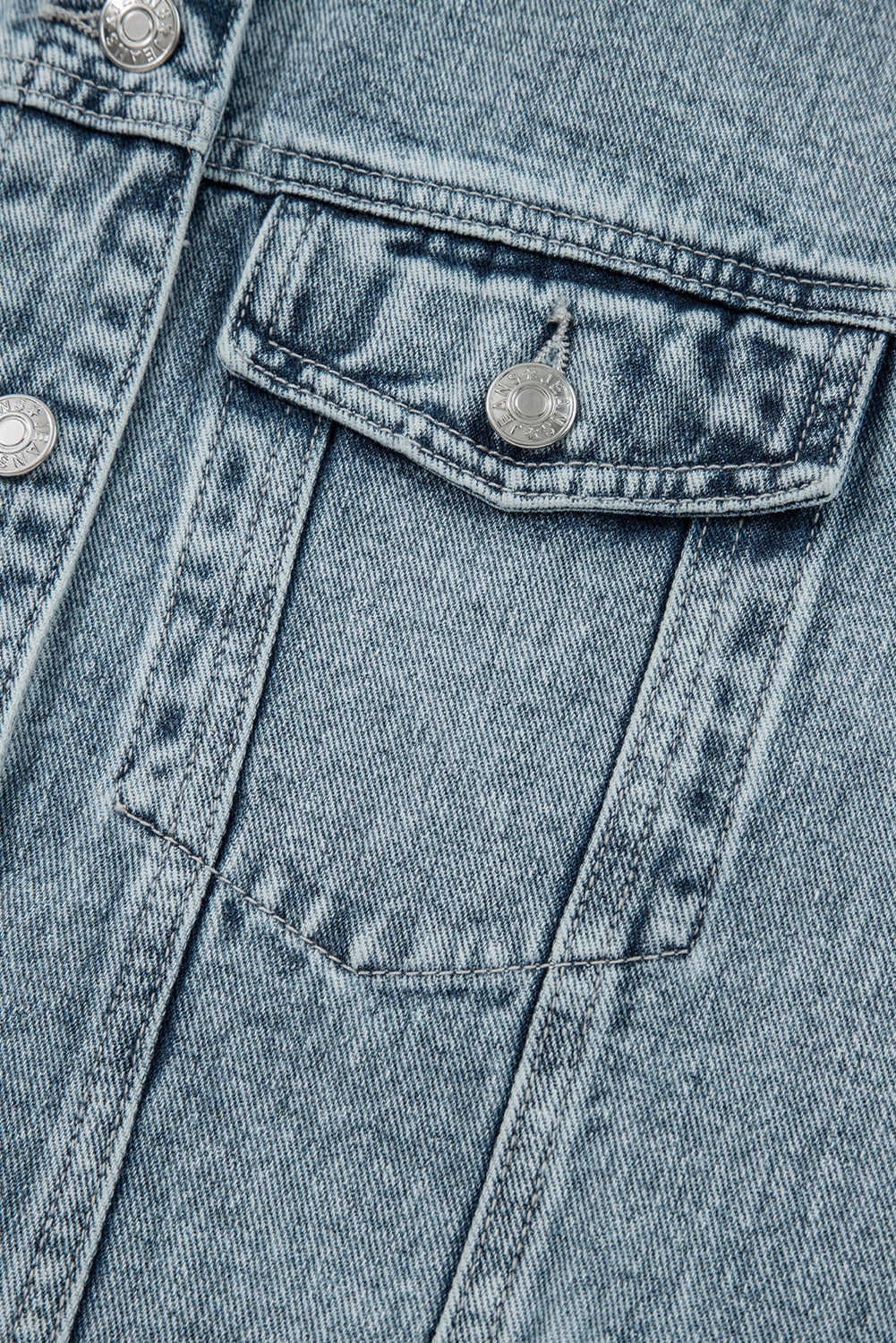 Myosotis Button Flap Pocket Frayed Detail Denim Vest