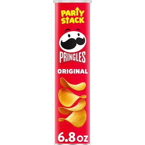 Pringles Potato Crisps Chips, Lunch Snacks, On-The-Go Snacks, Party Stack, Original, 6.8Oz Can (1 Can)