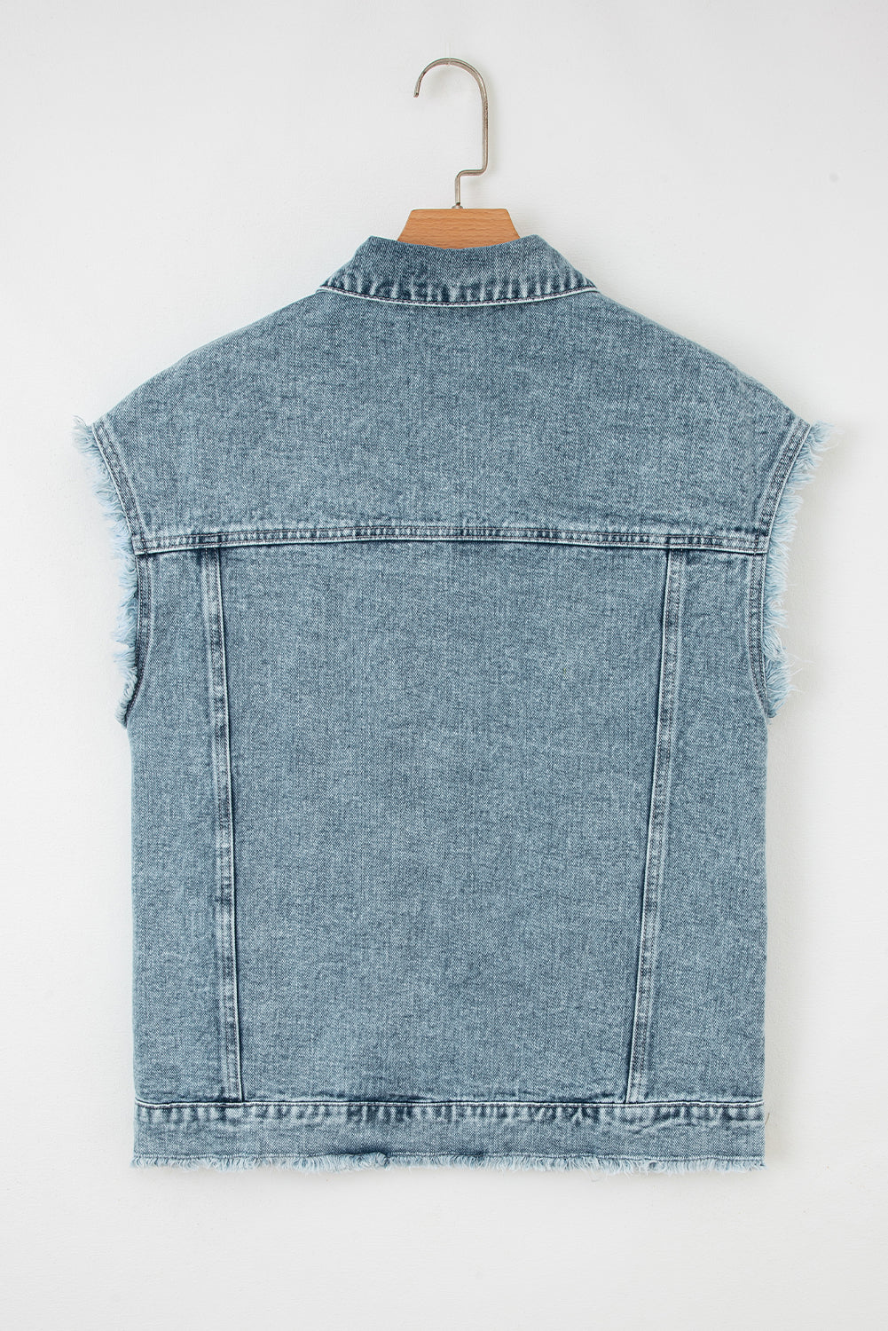 Myosotis Button Flap Pocket Frayed Detail Denim Vest