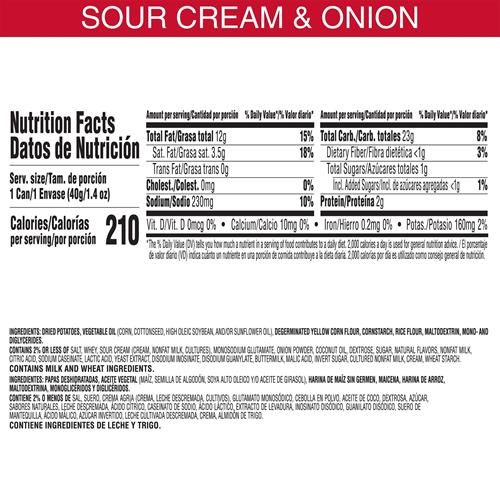Pringles Potato Crisps Chips, Lunch Snacks, Office And Kids Snacks, Grab N Go, Sour Cream And Onion (12 Cans)