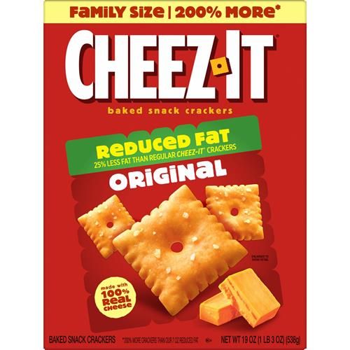 Cheez-It Cheese Crackers, Baked Snack Crackers, Lunch Snacks, Family Size, Reduced Fat Original, 19Oz Box (1 Box)