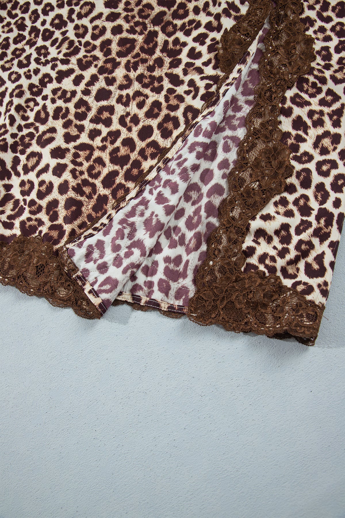 Khaki Cheetah Print Trim Split Long Western Skirt