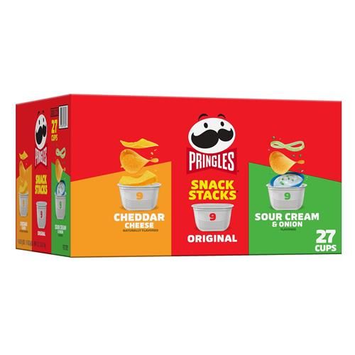 Pringles Potato Crisps Chips, On-The-Go Snacks, Snack Stacks, Variety Pack, 19.3Oz Box (27 Cups)??