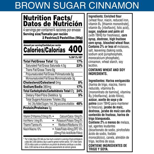 Pop-Tarts Toaster Pastries, Breakfast Foods, Kids Snacks, Unfrosted Brown Sugar Cinnamon, 13.5Oz Box (8 Pop-Tarts)