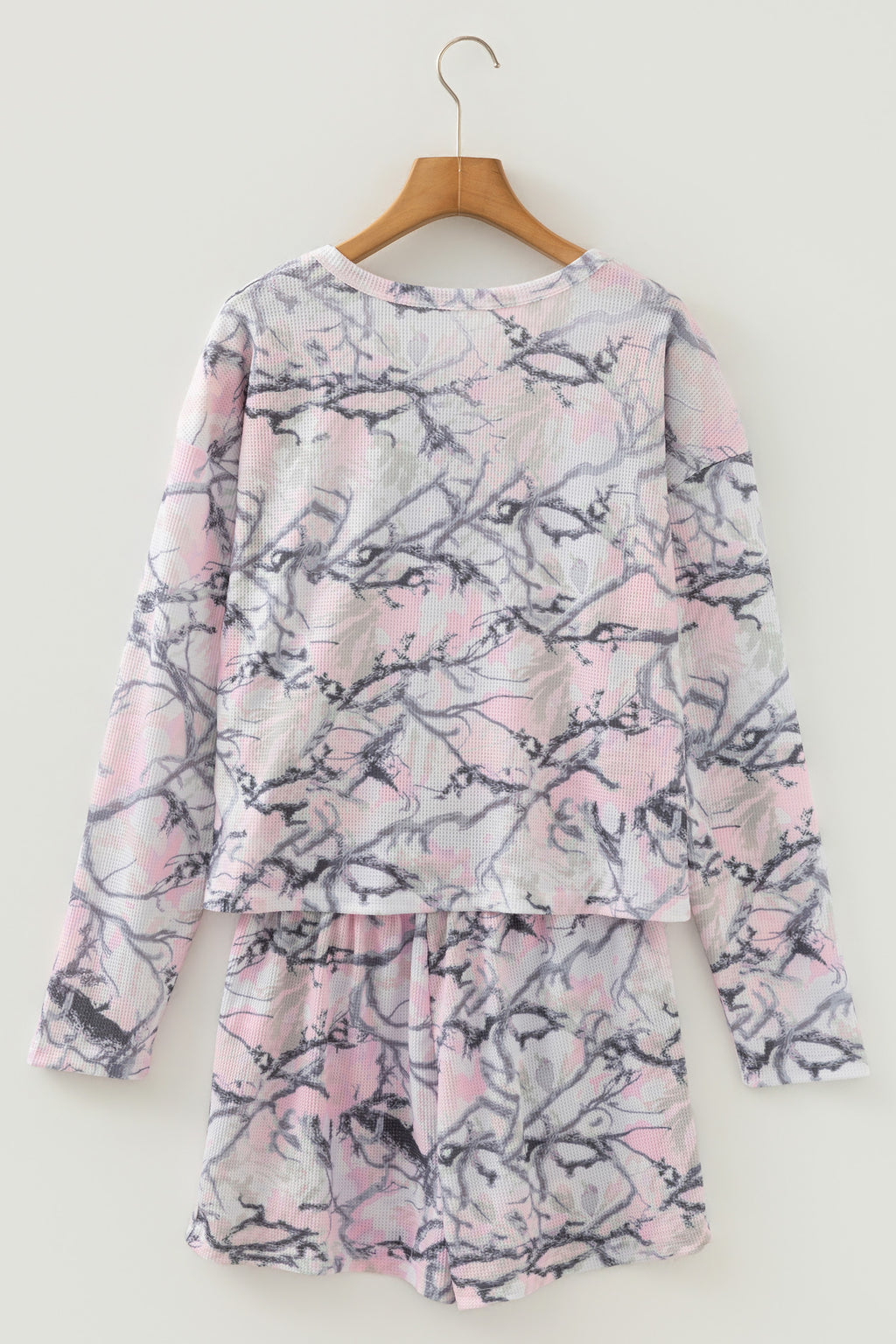 Pink Camo Henley Top and Short Set