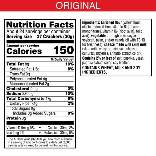 Cheez-It Cheese Crackers, Baked Snack Crackers, Lunch Snacks, Party Size, Original, 25Oz Box (1 Box)