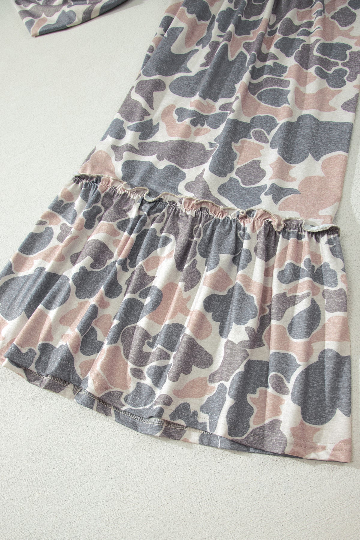 Beige Camo Print Wide Leg Casual Pants