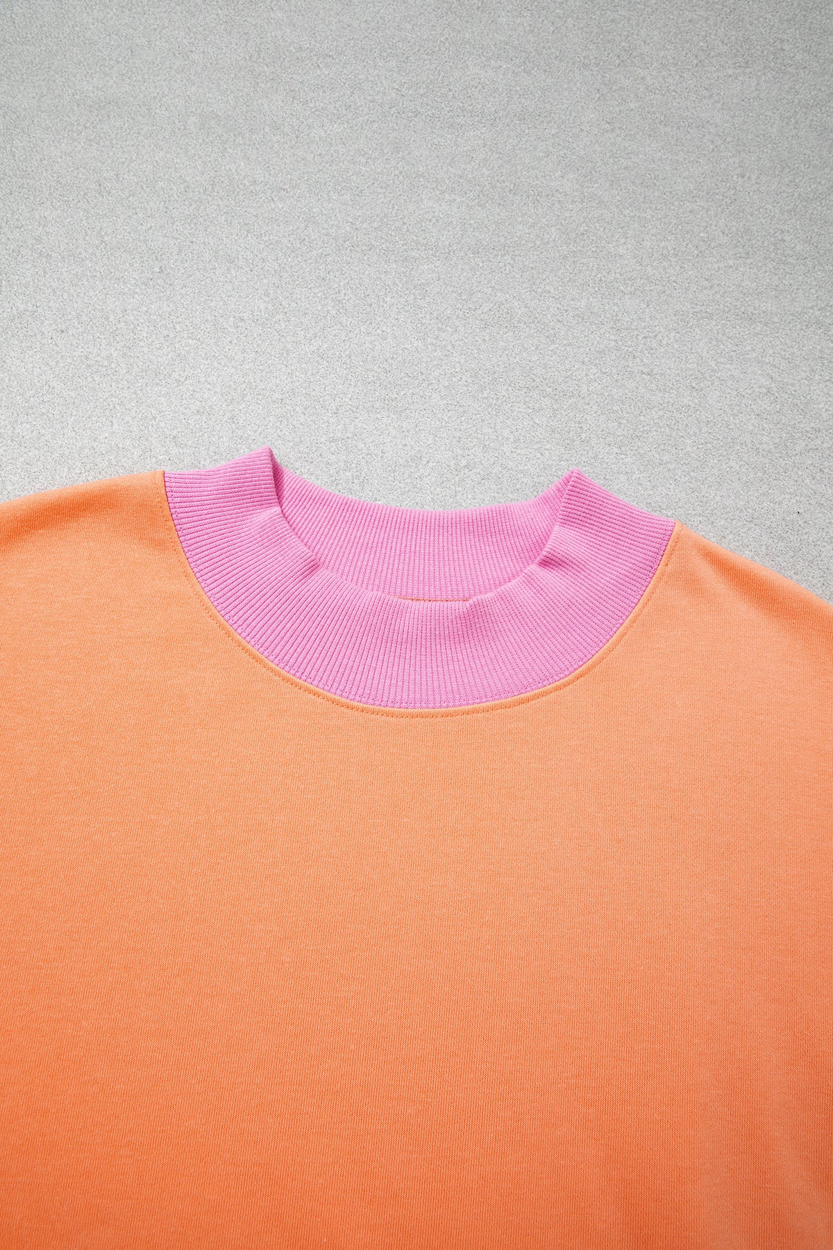 Pink Color Block Contrast Trim Plus Size Sweatshirt