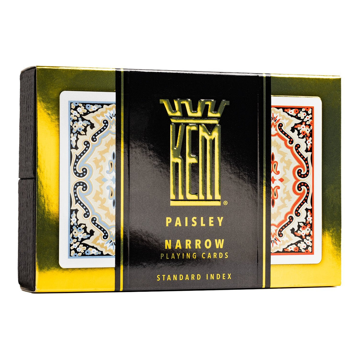 KEM Paisley Narrow 4 Pip Regular Index – 2-Deck Set (Red & Blue)