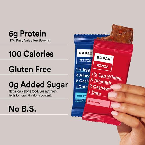 Rxbar Minis Protein Bars, Gluten Free Snacks, Breakfast Snacks, Variety Pack, 7.3Oz Box (8 Bars)