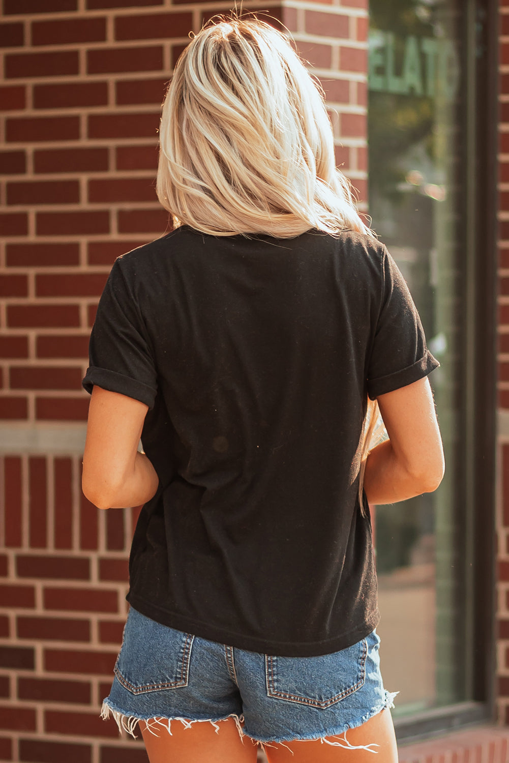 Black Shimmering Sequin Bow Ball Patterned Game Day Casual Tee