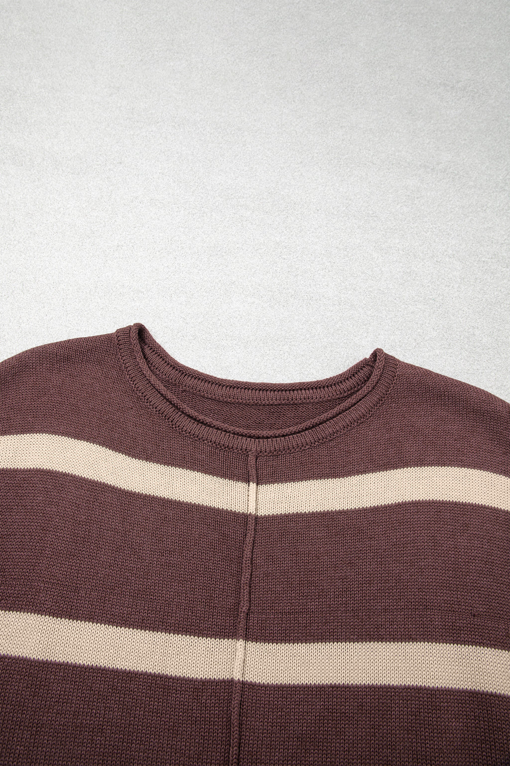 Brown Stripe Knit Western Short Sleeve Sweater