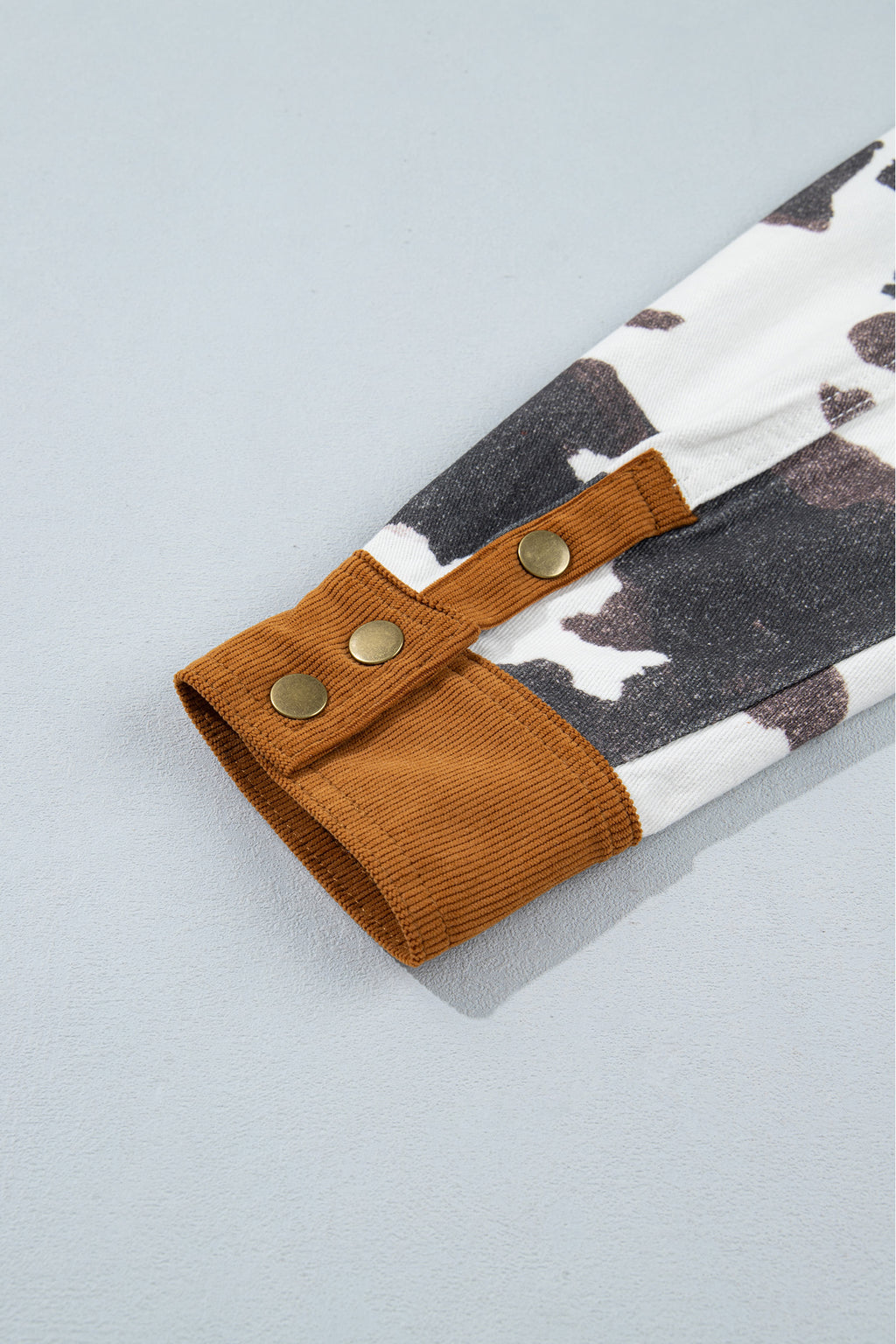 Multicolour Western Cow Print Long Sleeve Button-Up Denim Jacket