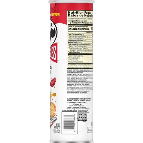 Pringles Potato Crisps Chips, Lunch Snacks, On-The-Go Snacks, Pizza, 5.5Oz Can (1 Can)