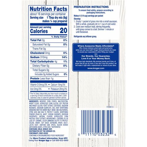 Kroger Brown Gravy Mix 4 ct / 0.87 oz