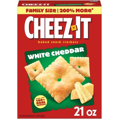 Cheez-It Cheese Crackers, Baked Snack Crackers, Lunch Snacks, Family Size, White Cheddar, 21Oz Box (1 Box)