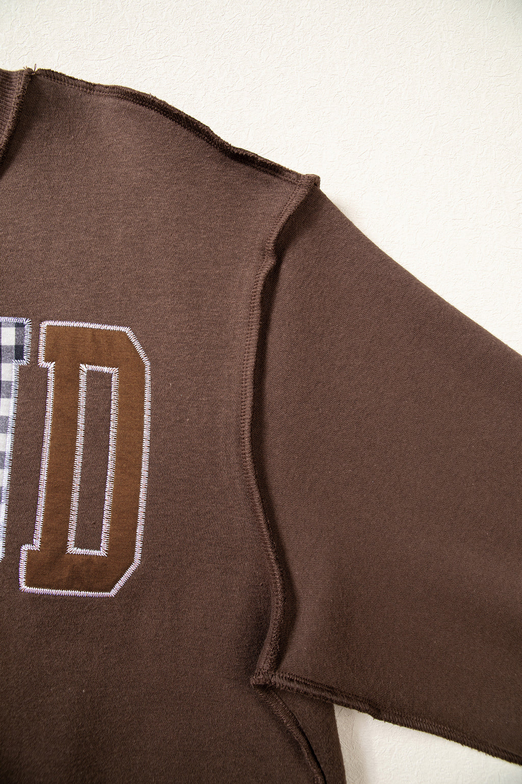 Bonbon WWJD Mixed Pattern Embroidered Patch Graphic Mock Neck Sweatshirt