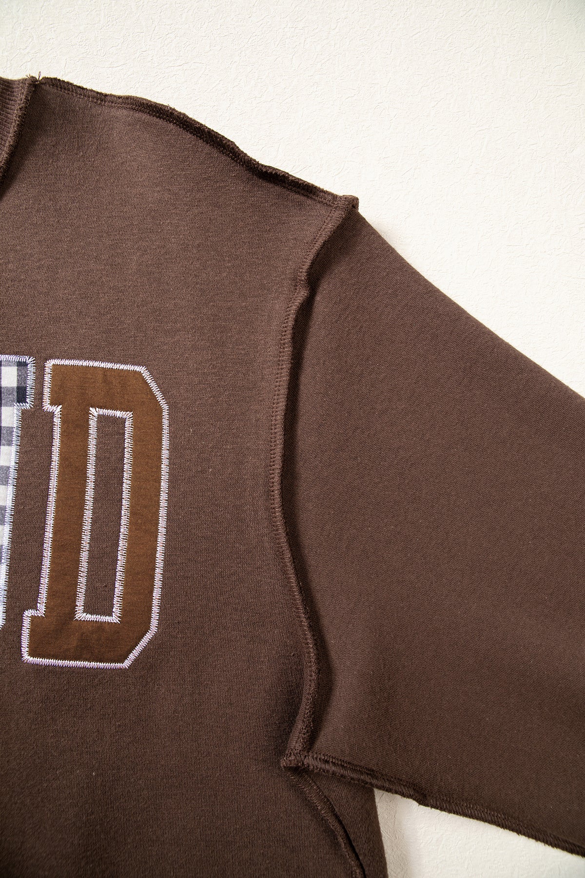 Bonbon WWJD Mixed Pattern Embroidered Patch Graphic Mock Neck Sweatshirt