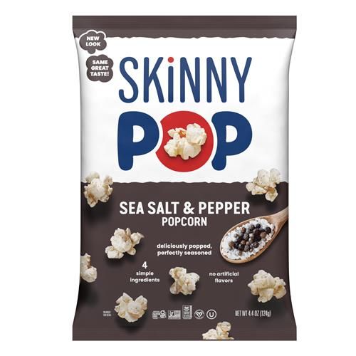 Skinnypop Sea Salt & Pepper Popcorn, Gluten Free, Non-Gmo, Healthy Popcorn Snacks, Skinny Pop, 4.4Oz Grocery Size Bag