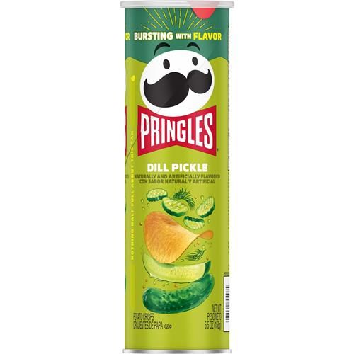 Pringles Potato Crisps Chips, Lunch Snacks, On-The-Go Snacks, Dill Pickle, 5.5Oz Can (1 Can)