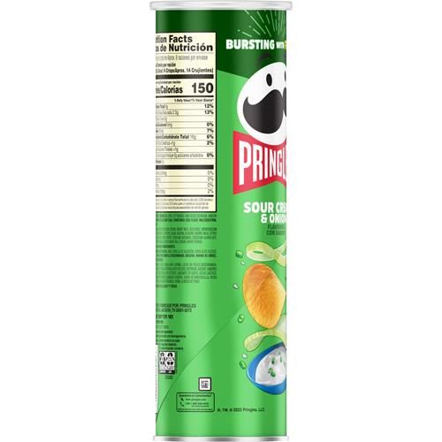 Pringles Potato Crisps Chips, Lunch Snacks, On-The-Go Snacks, Sour Cream And Onion, 5.5Oz Can (1 Can)