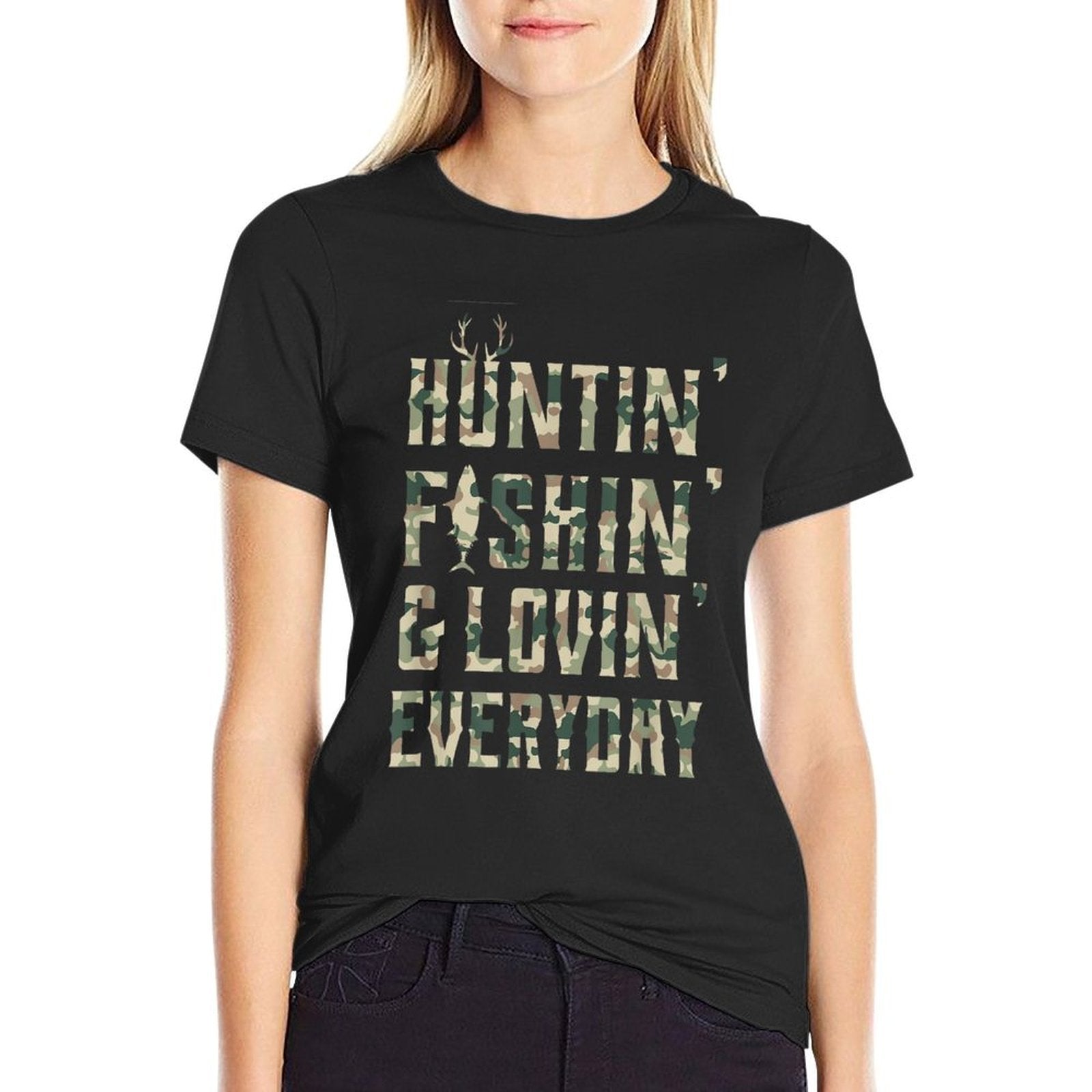 Hunting Fishing Loving Every Day, Camo  Easy-care T-Shirt