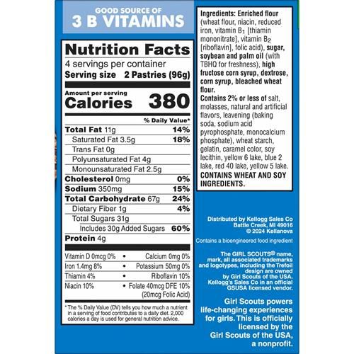 Pop-Tarts Girl Scout Toaster Pastries, Breakfast Foods, Kids Snacks, Frosted Coconut Caramel, 13.5Oz Box (8 Pop-Tarts)