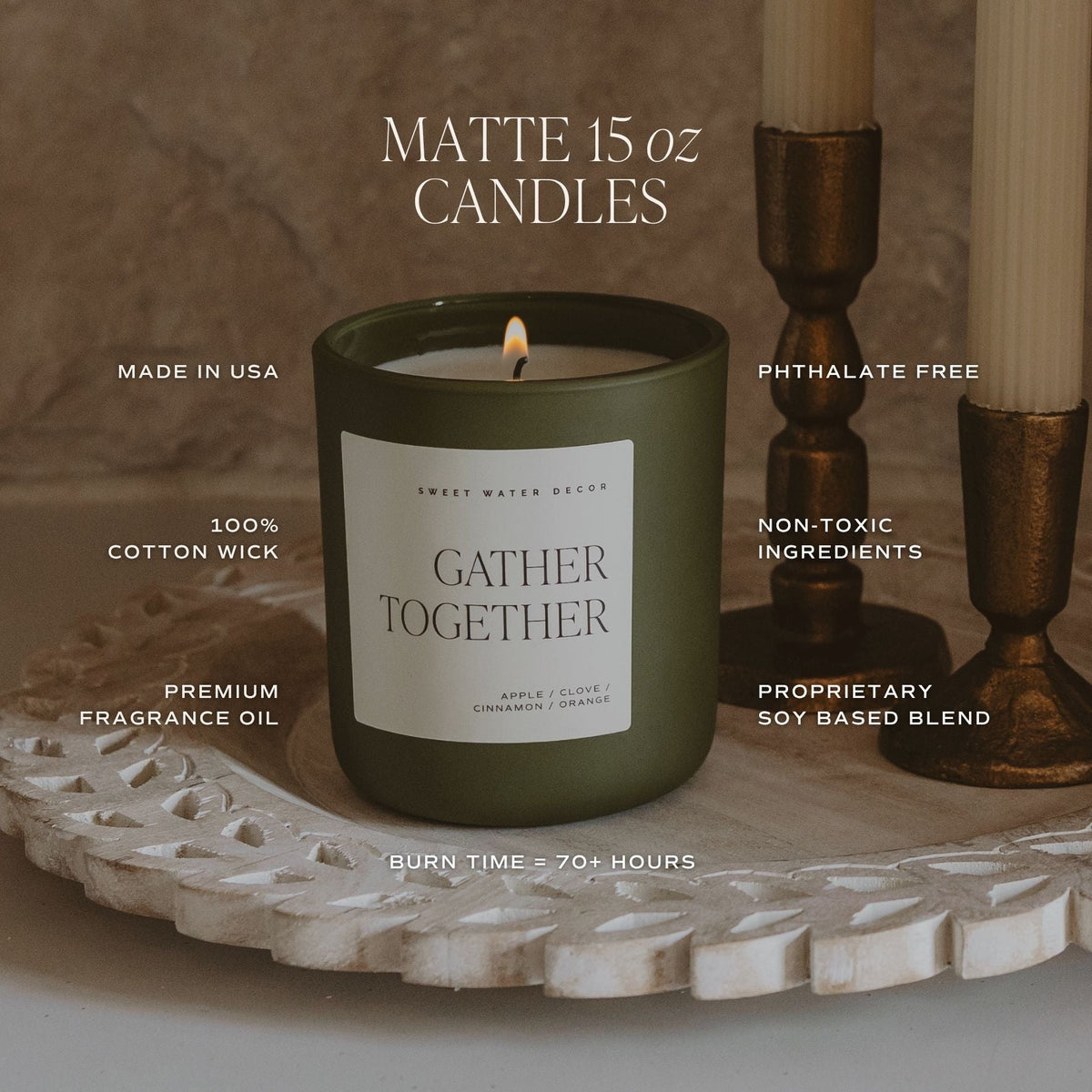Merry and Bright Soy Candle - Olive Matte Jar - 15 oz