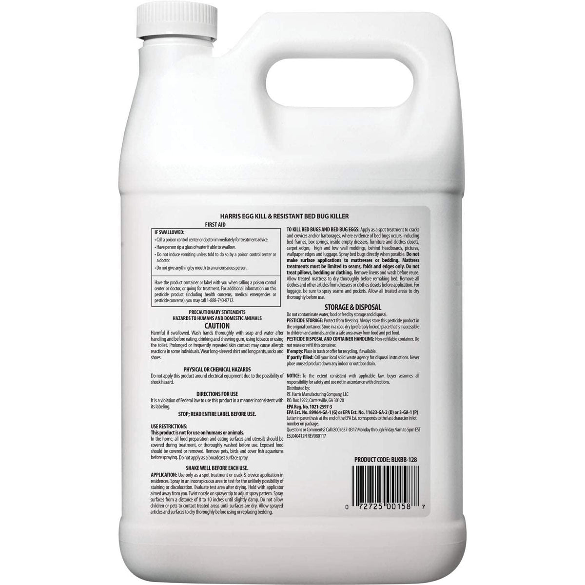 Harris Bed Bug Killer Extended Black Gallon Residual Spray Kills Resistant Bed Bugs & Eggs