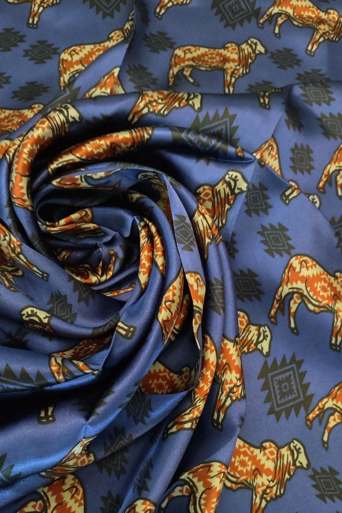 Wild Rag 100% SILK Brahman Bull on Royal Blue Neck Scarf Bandanna by Double B Wild Rags