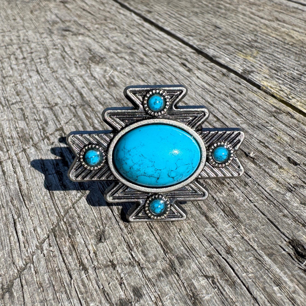 Southwestern Style Cowboy Scarf Slide Keeper with turquoise stone BY Double B Wild Rags