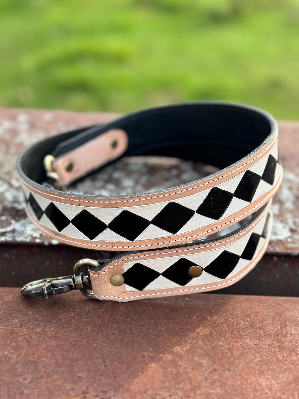 Checkered Black and White Genuine Leather Western Purse by Double B Wild Rags