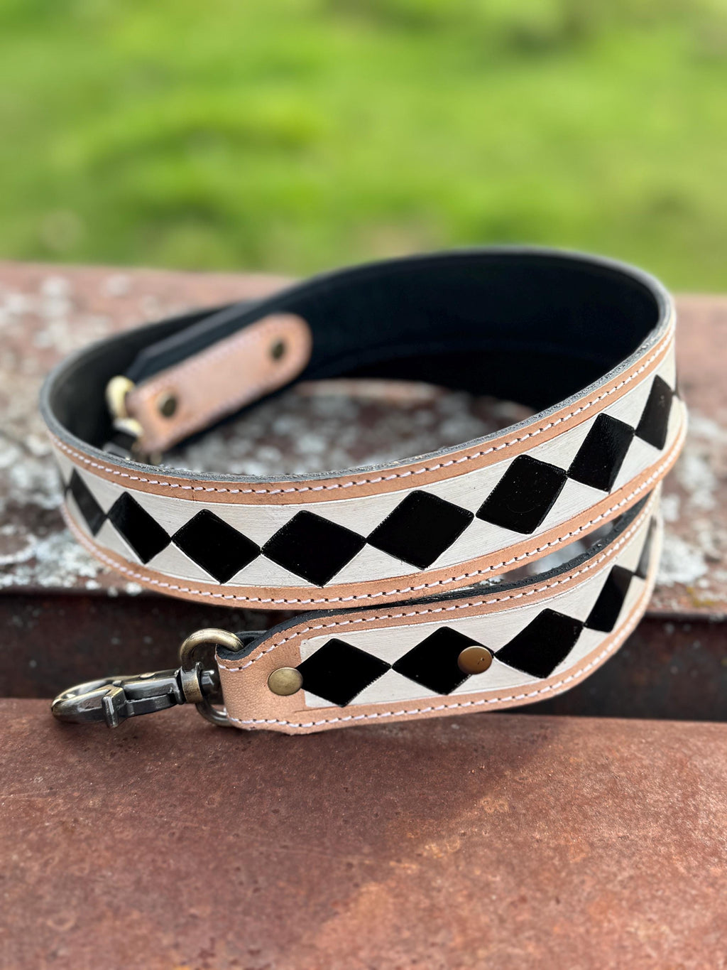 Checkered Black and White Genuine Leather Western Purse, Wallet, OR Clutch by Double B Wild Rags