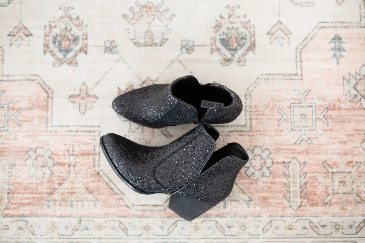 Fiera Glitter Booties in Black by Not Rated